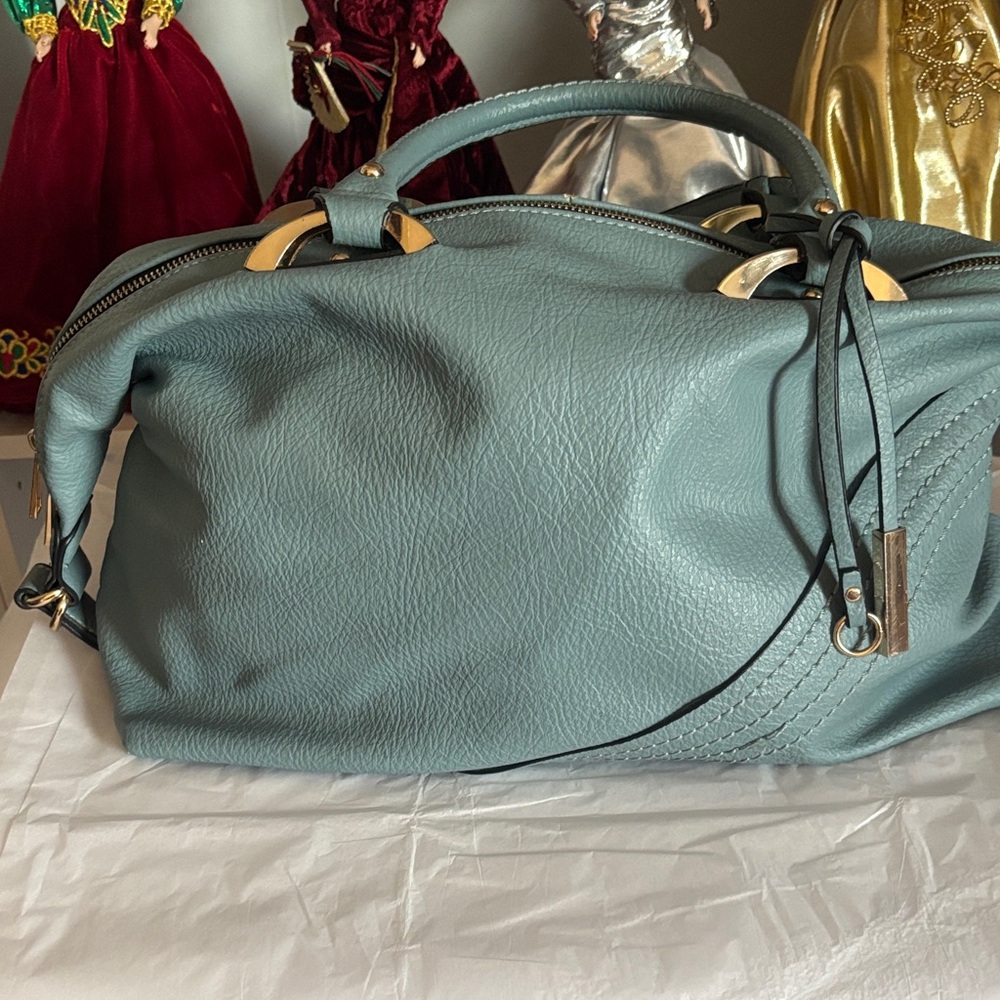 Chic Teal Leather Satchel